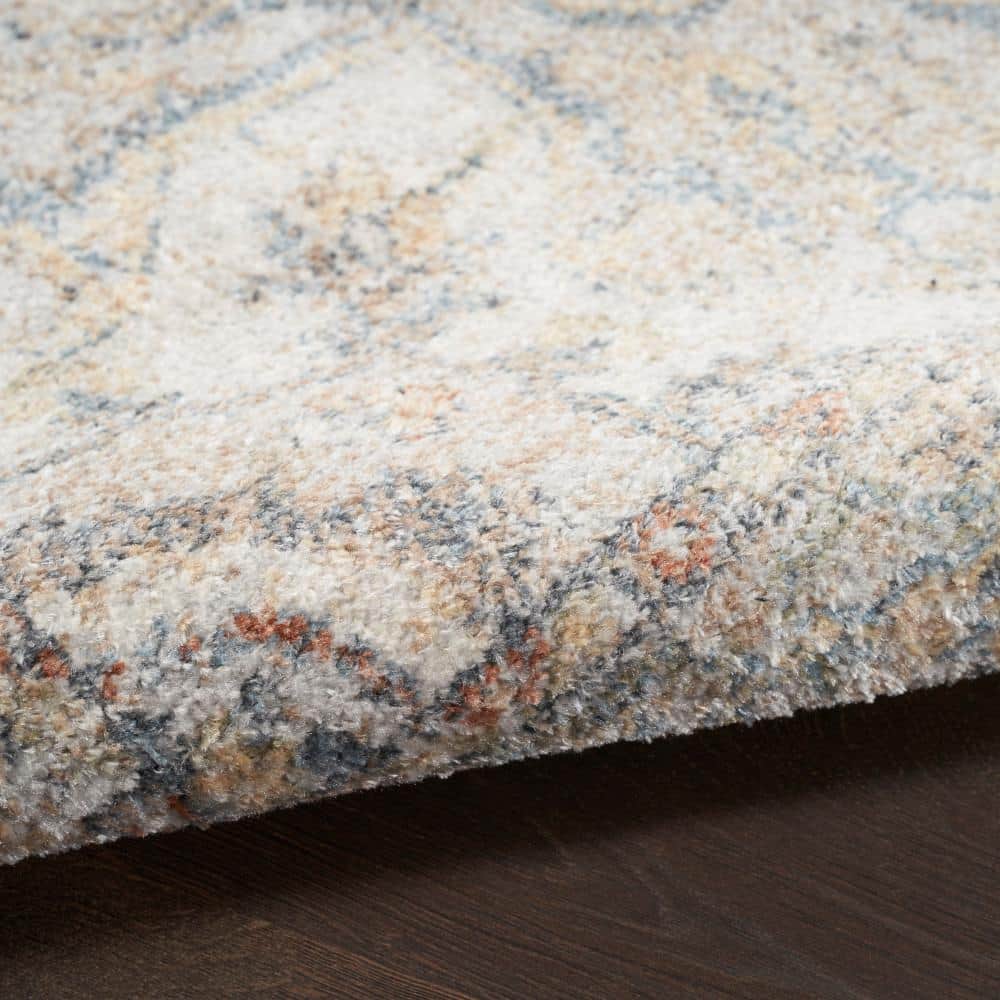 Grey Multicolor Synthetic Medallion Runner Rug 2'2" x 8'