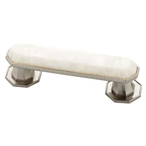 Shell Insert 3 in. (76 mm) Cream and Satin Nickel Cabinet Drawer Pull