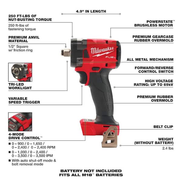 Milwaukee M18 FUEL GEN-3 18V Lithium-Ion Brushless Cordless 1/2 in. Compact  Impact Wrench with Friction Ring (Tool-Only) 2855-20 - The Home Depot