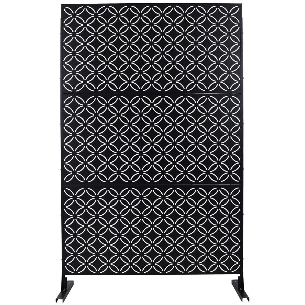 76 in. H x 48 in. W Steel Garden Fence Freestanding Outdoor Privacy Screen in Black price history on PriceWatchPro