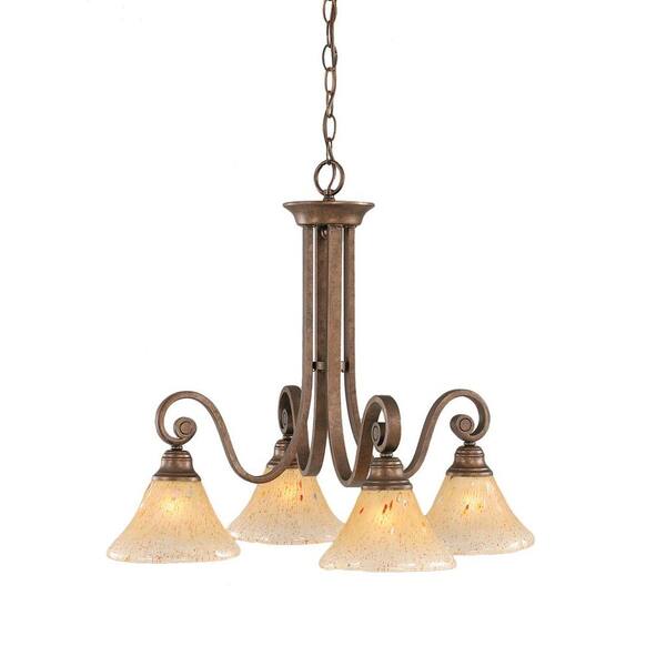 Filament Design Concord 4-Light Bronze Chandelier with Amber Crystal Glass