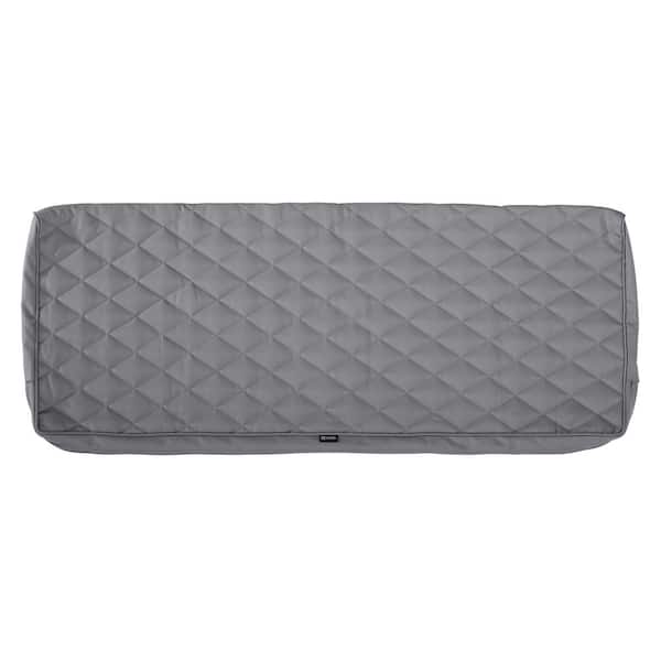 Classic Accessories Montlake FadeSafe 42 in. W x 18 in. D x 3 in. T Grey Quilted Settee/Bench Cushion Slipcover