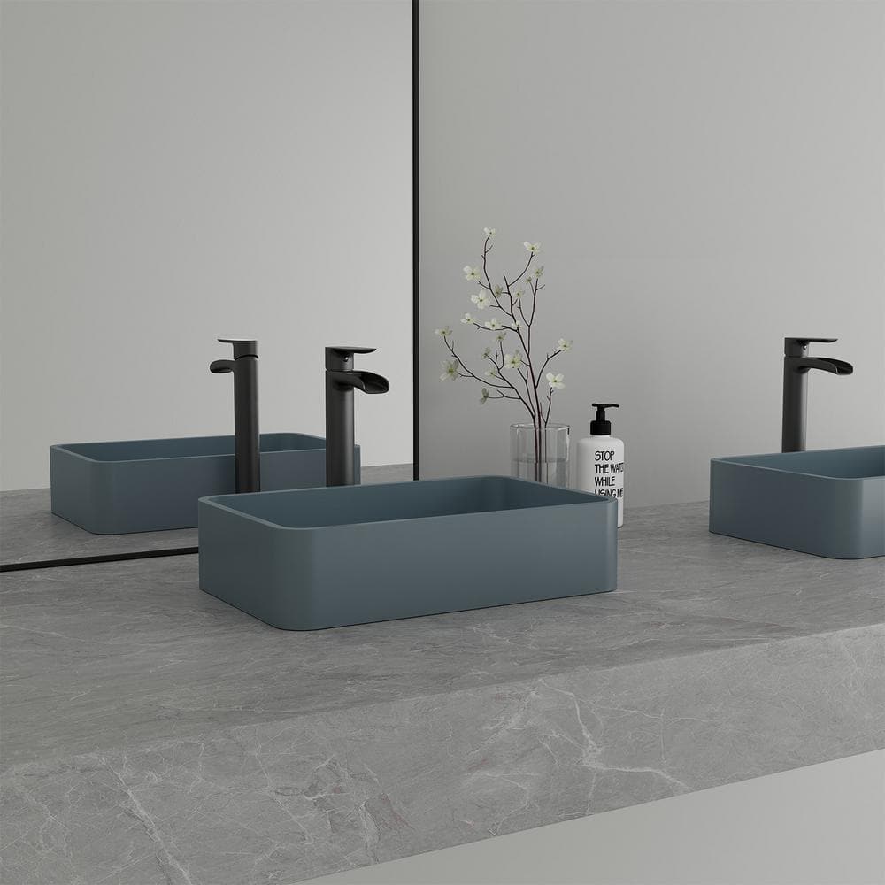 CASAINC Concrete Art Basin Rectangular Bathroom Vessel Sink in Blue ...