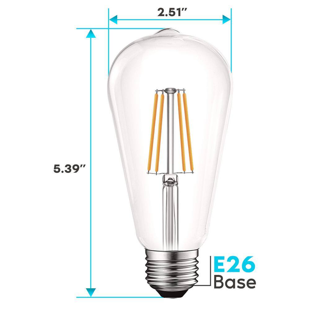 Soft White Dimmable LED Edison Bulbs with Clear Glass