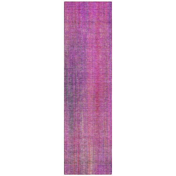 Lilac 2 ft. x 8 ft. Woven Striped Runner Indoor/Outdoor Area Rug