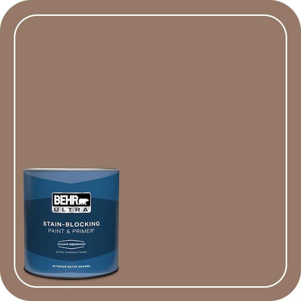 BEHR ULTRA 1 qt. #BXC-73 True Walnut Extra Durable Satin Enamel Interior Paint & Primer