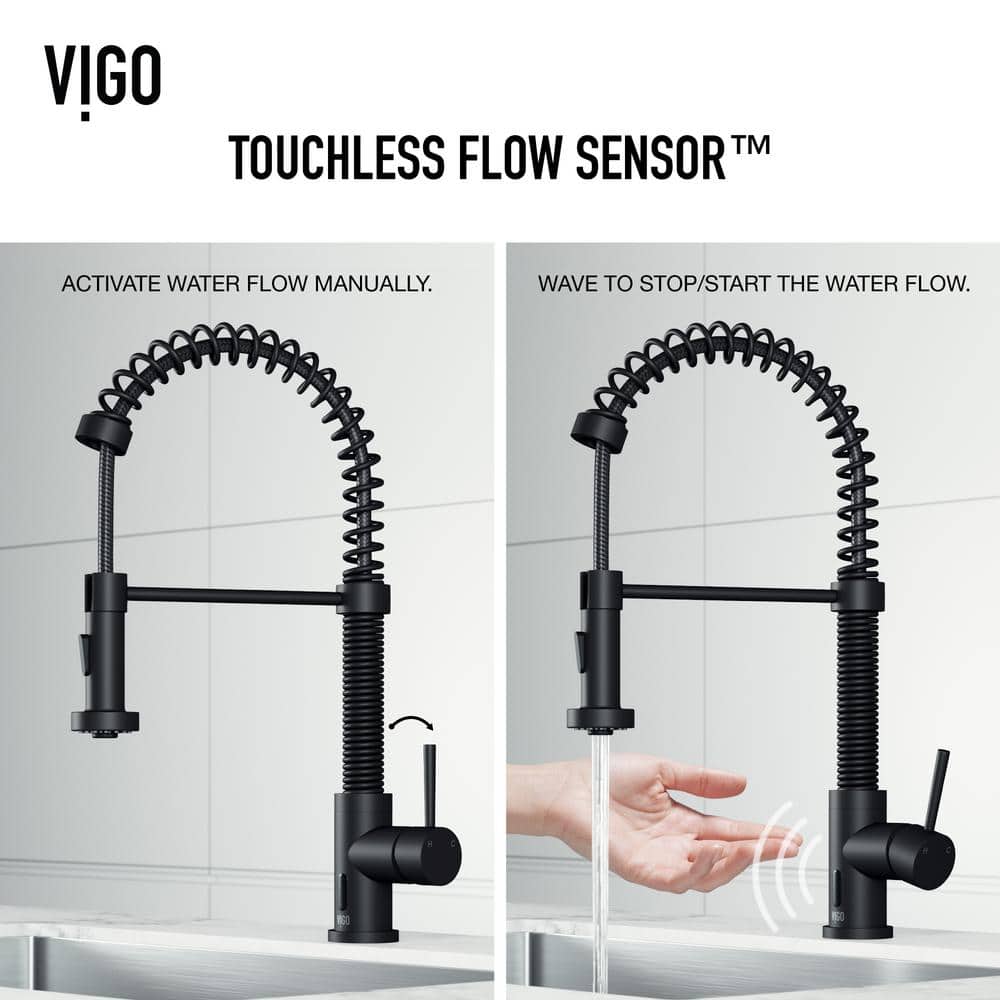 Matte Black Brass Touchless Pull-Down Kitchen Faucet with Spray