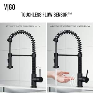 Edison Single Handle Pull-Down Sprayer Kitchen Faucet with Touchless Sensor in Matte Black