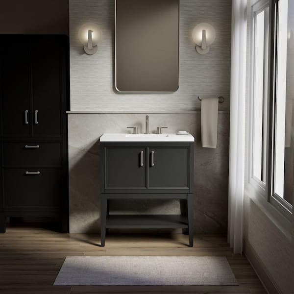 Winnow 30 in. Single Sink Freestanding Slate Grey Bath Vanity with White Quartz Top Assembled