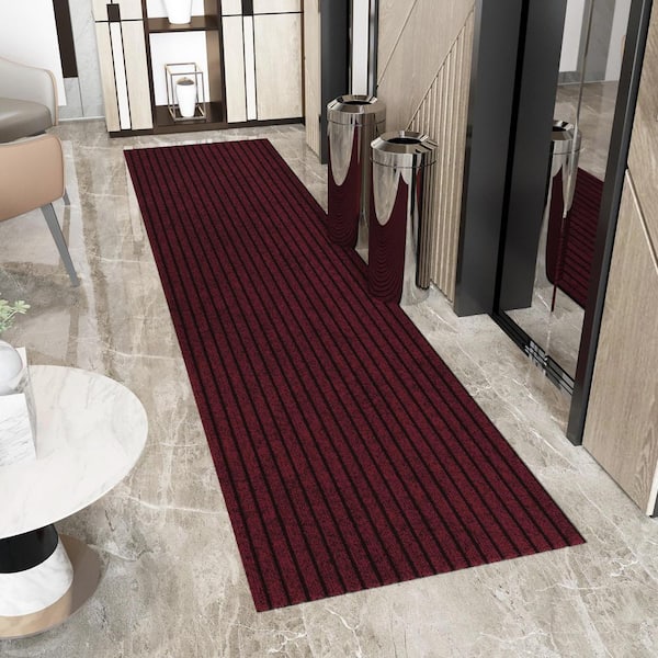 Lifesaver Scrape Rib Non-Slip Custom Long Hallway Runner Rug 2 ft. x 27 ft. Red Ribbed Polyester Garage Flooring