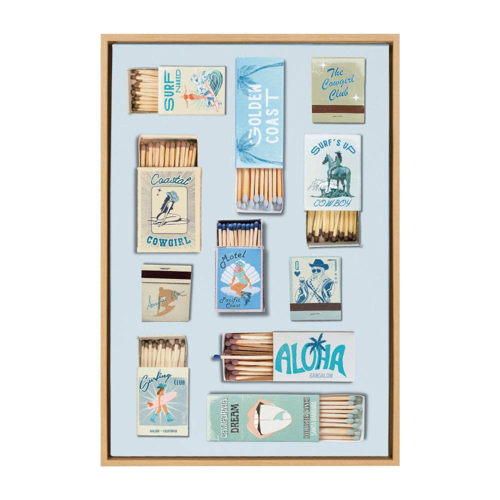 Retro Matchbox Blue Coastal Cowgirl Framed Canvas Art