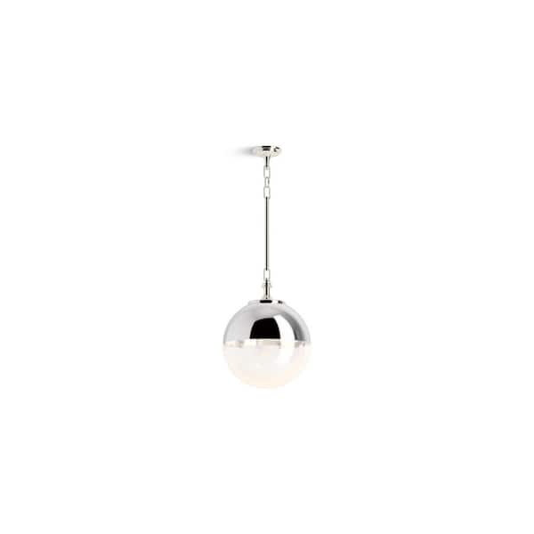 Bellera 1-Light Vibrant Polished Nickel Shaded Pendant Light