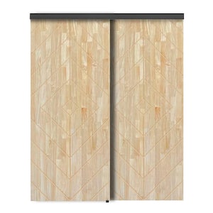 60 in. x 80 in. Hollow Core Natural Solid Wood Unfinished Interior Double Sliding Closet Doors