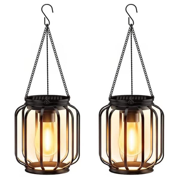 Metal Solar Hanging Lights with Hook, (2-Pack)