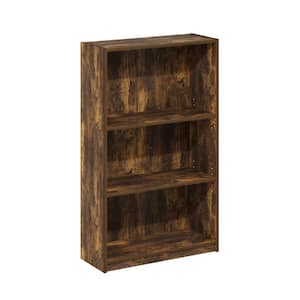 24.5 in. Amber Pine Wood 3-shelf Standard Bookcase with Adjustable Shelves