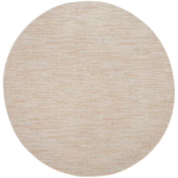 Essentials 6 ft. x 6 ft Ivory Beige Round Solid Indoor/Outdoor Area Rug