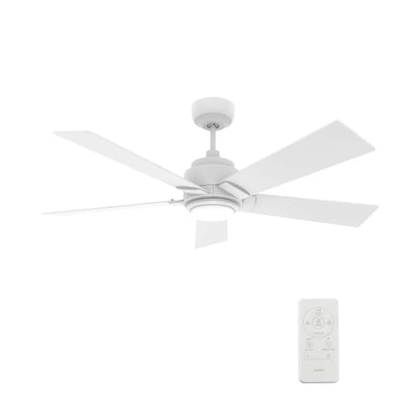 CARRO Aspen II 56 in. Dimmable LED Indoor/Outdoor White Smart Ceiling Fan with Light and Remote, Works with Alexa/Google Home