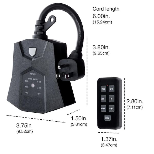 Defiant - Outdoor Digital 3-Outlet Light Sensing Timer Lighting Control with Remote