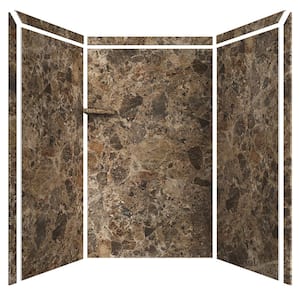Elegance 36 in. x 48 in. x 80 in. 9-Piece Easy Up Adhesive Alcove Shower Wall Surround in Breccia Paradiso