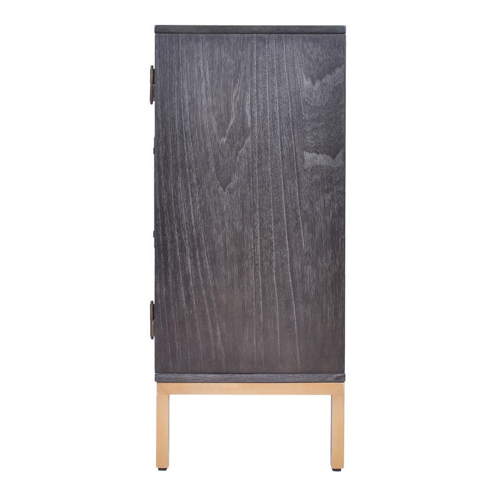 Sophia Antique Black 39'' Rattan Door Cabinet with Adjustable Shelving