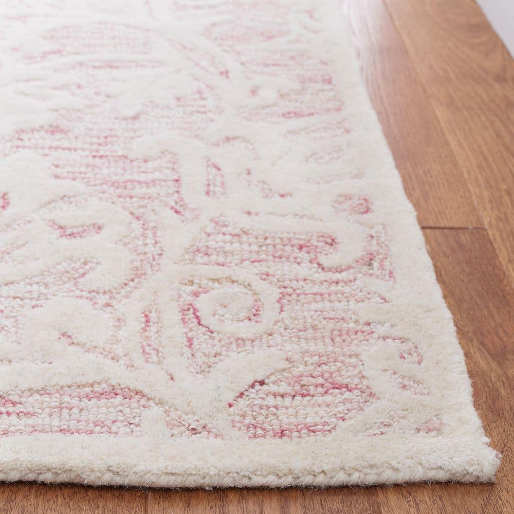 Handmade Pink and Ivory Tufted Wool 8' x 10' Area Rug