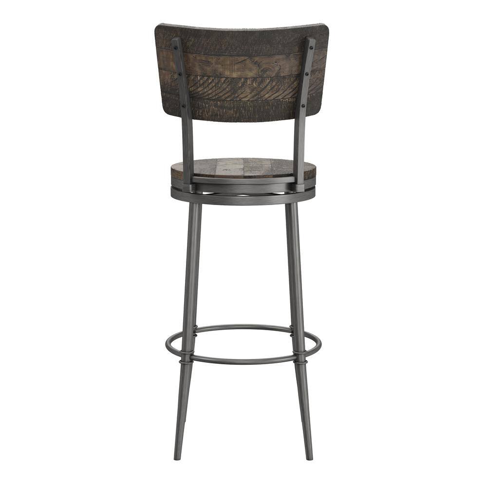 Rustic Farmhouse 26'' Gray Wood and Metal Swivel Barstool
