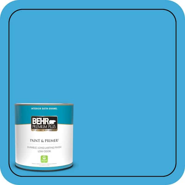 BEHR PREMIUM PLUS 1 qt. #550B-5 Windjammer Satin Enamel Low Odor Interior Paint & Primer