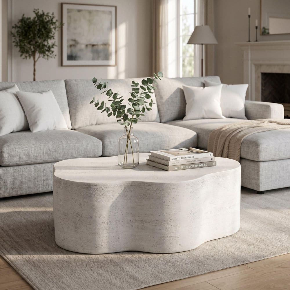 Dalmont Modern 36.50 in. Patio Off White Specialty Cloud-Shaped Magnesium Oxide Stone Indoor and Outdoor Coffee Table price history on PriceWatchPro