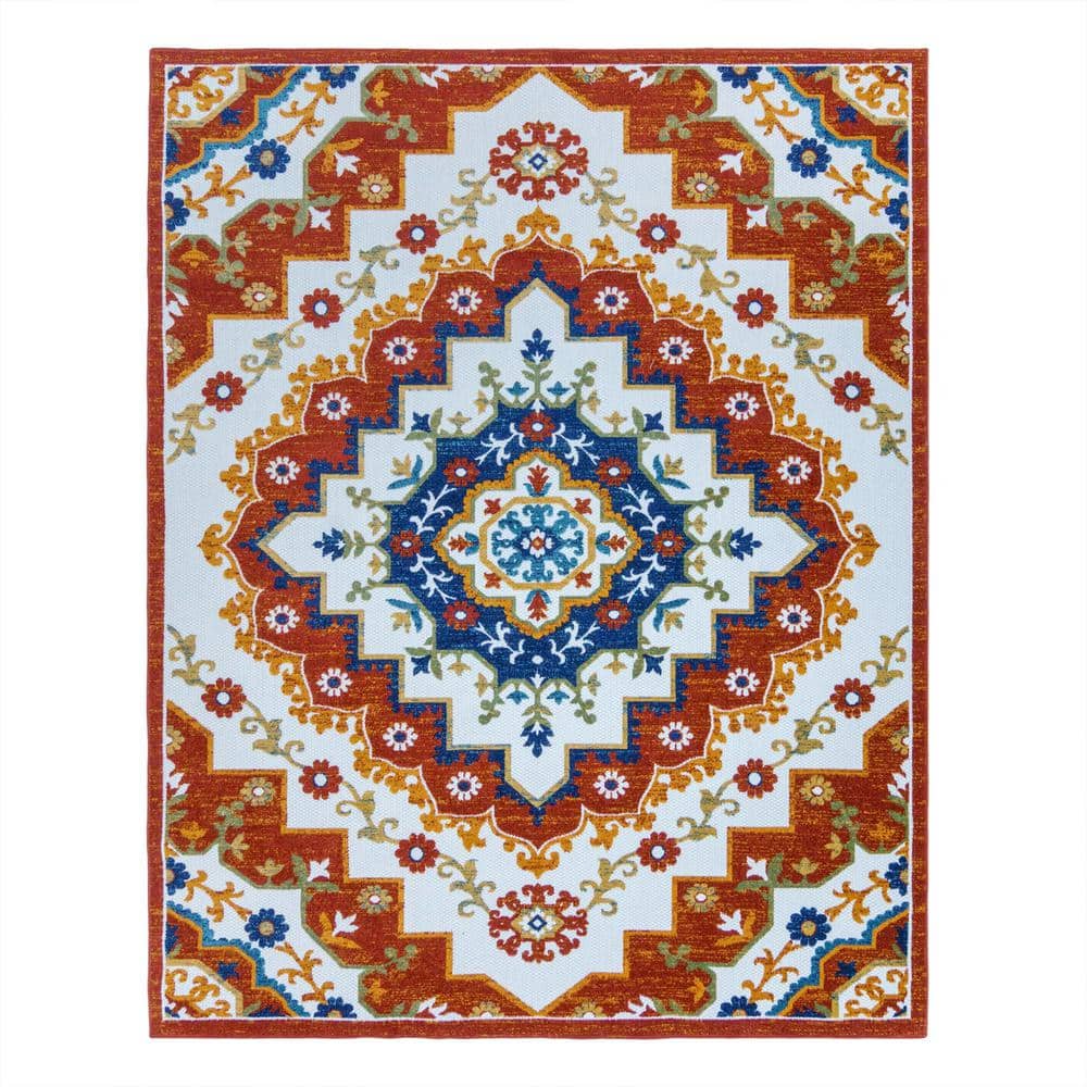 Fosel Arasi Red 9 ft. x 13 ft. Medallion Indoor/Outdoor Area Rug price history on PriceWatchPro