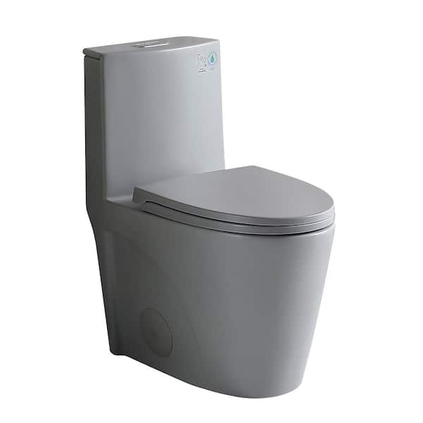 Bina 12 in. Rough in 1-Piece 1.1 GPF/1.6 GPF Dual Flush Elongated Toilet in Gray Seat Included (Adjustable GPF)