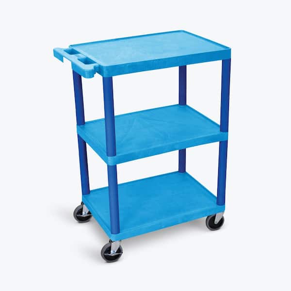 Luxor HE 24 in. W x 18 in. D x 34 in. H, 3-Shelf Utility Cart in Blue