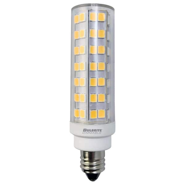 70 - Watt Equivalent Warm White Light T6 (E11) Mini-Candelabra Screw, Dimmable Clear LED Light Bulb 2700K (2-Pack)