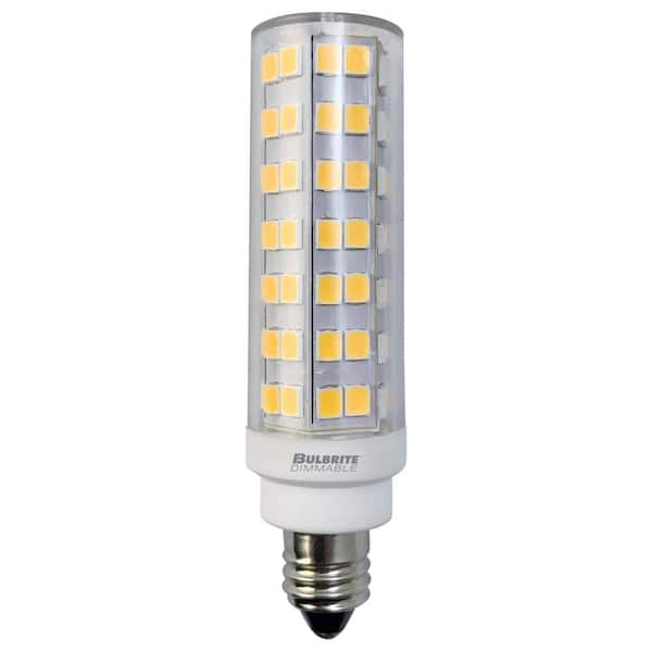 Bulbrite 70 - Watt Equivalent Warm White Light T6 (E11) Mini-Candelabra Screw, Dimmable Clear LED Light Bulb 2700K (2-Pack)