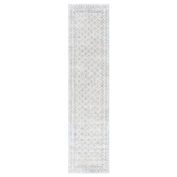 Brentwood 2 ft. x 12 ft. Ivory/Gray Geometric Runner Rug