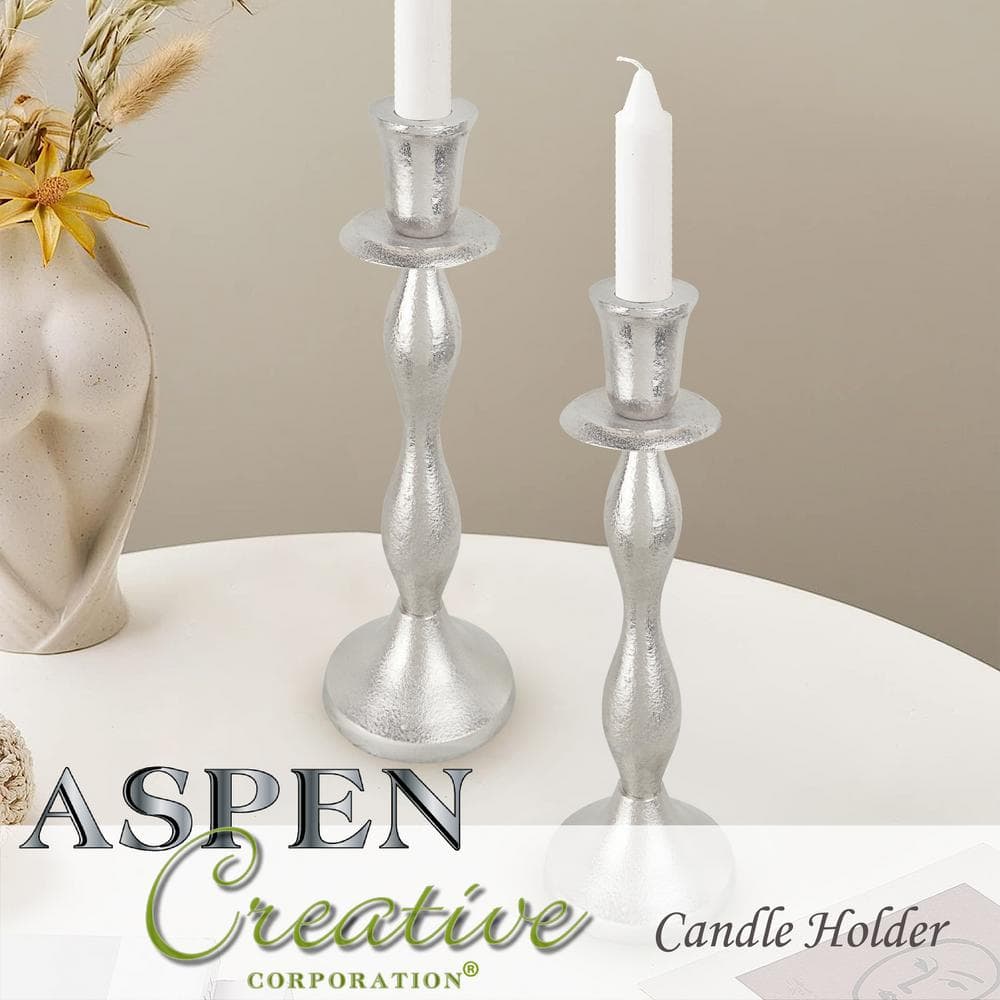 Nickel Aluminum 10.63" Tabletop Candlestick Holder