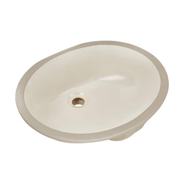 Rhythm Series 19 in. Oval Undermount Single Bowl Bathroom Sink in Bisque