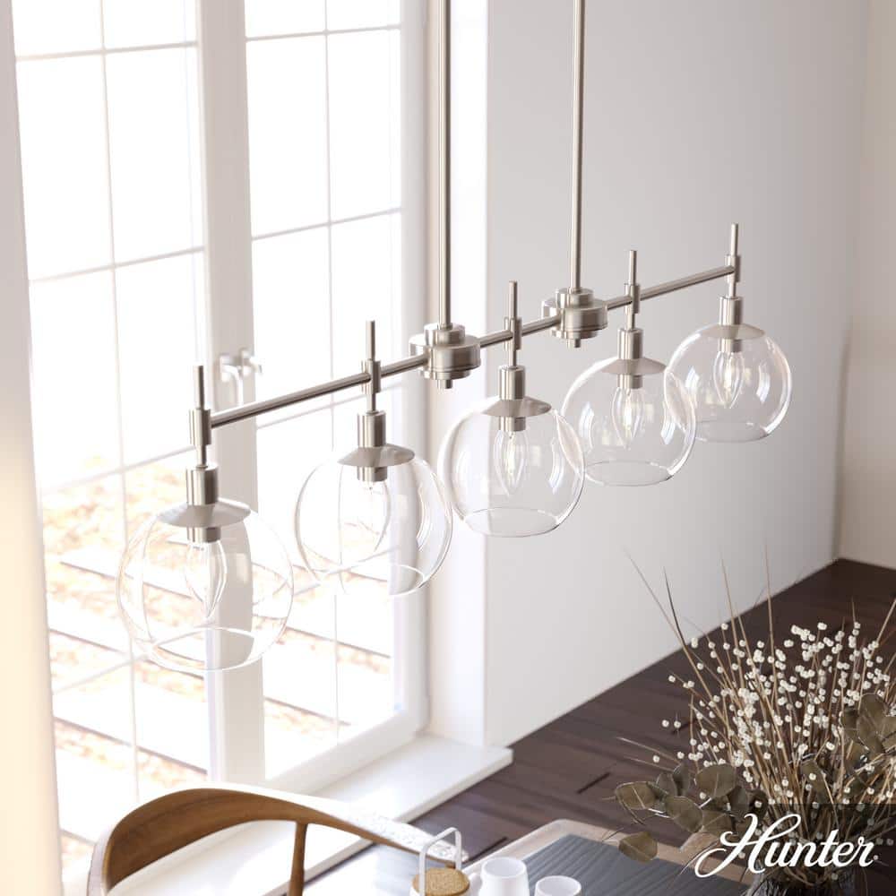 Xidane 5-Light Brushed Nickel Billiard Chandelier With Clear Glass Shades price history on PriceWatchPro
