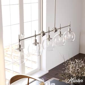 Xidane 5-Light Brushed Nickel Billiard Chandelier With Clear Glass Shades