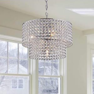 Silvia 5Light Chrome Double Round Crystal Chandelier