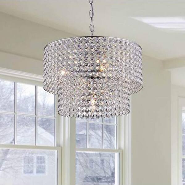 Jojospring Silvia 5Light Chrome Double Round Crystal Chandelier