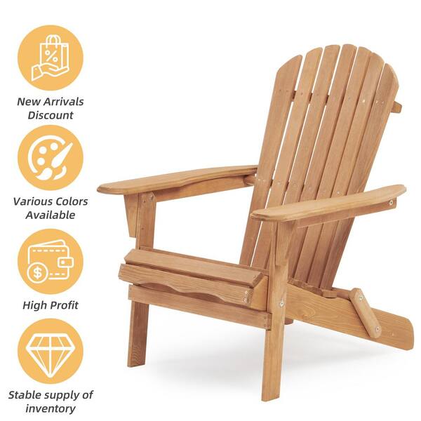 Folding Wood Chair スタンダード WELLFOR Light Brown Folding Solid Cedar Wood Adirondack