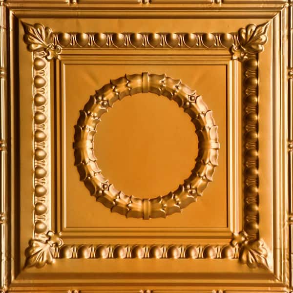 FROM PLAIN TO BEAUTIFUL IN HOURS Victory Lincoln Copper 2 ft. x 2 ft. Decorative Nail Up Tin Ceiling Tile (24 sq. ft./case)