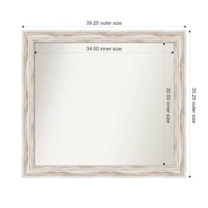 Alexandria Whitewash 39.25 in. x 35.25 in. Custom Non-Beveled Wood Framed Bathroom Vanity Wall Mirror