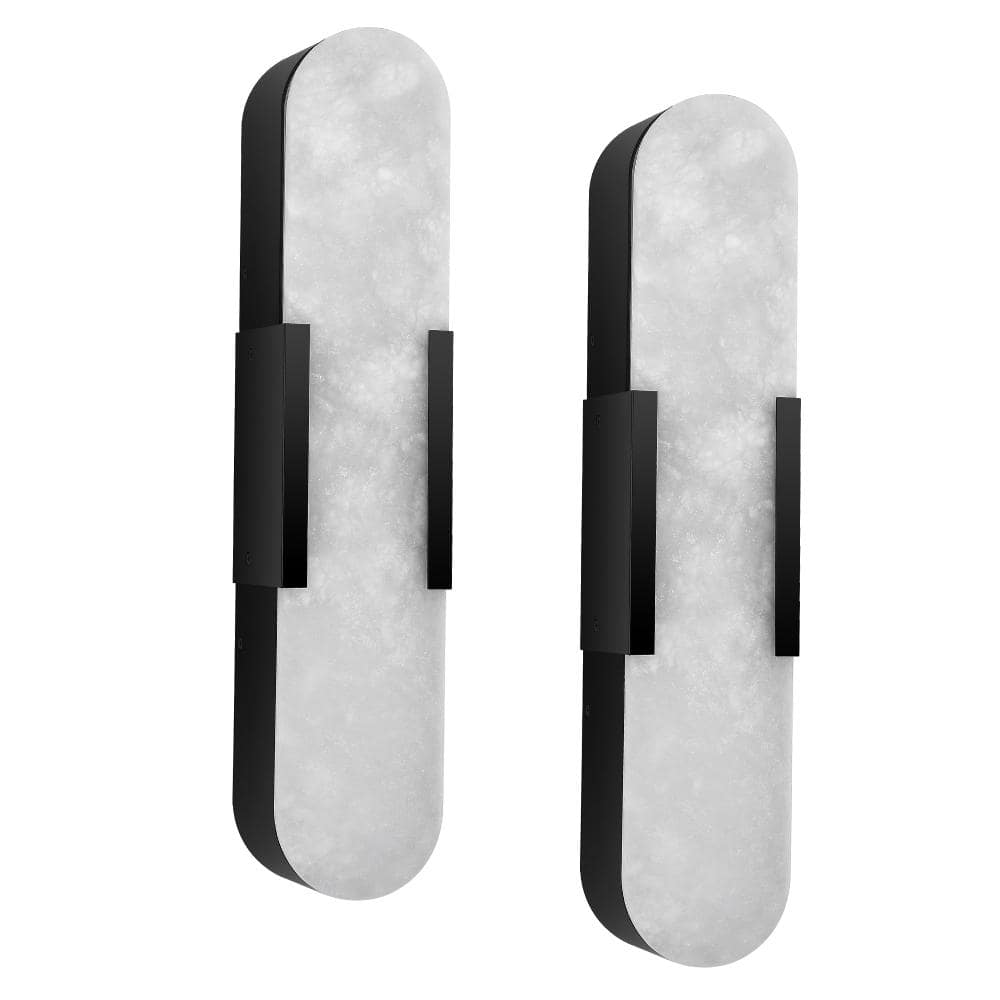 20 in. Black LED Wall Sconce, Natural Marble Modern Wall Light for Bedroom, Bathroom, Living Room (2-Pack) price history on PriceWatchPro