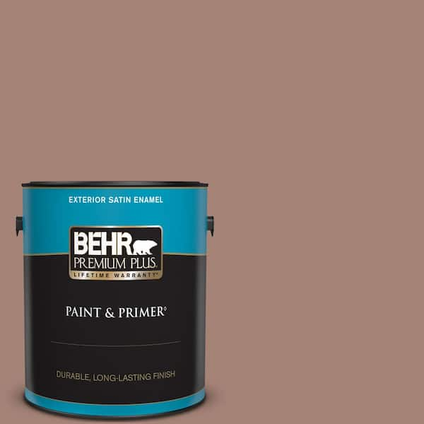 BEHR PREMIUM PLUS 1 gal. Home Decorators Collection #HDC-NT-07 Hickory Branch Satin Enamel Exterior Paint & Primer