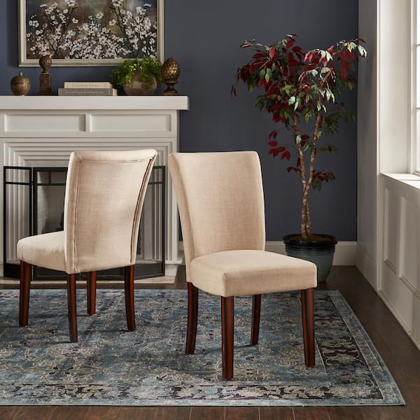 Beige Linen Parsons Dining Chairs (Set of 2)