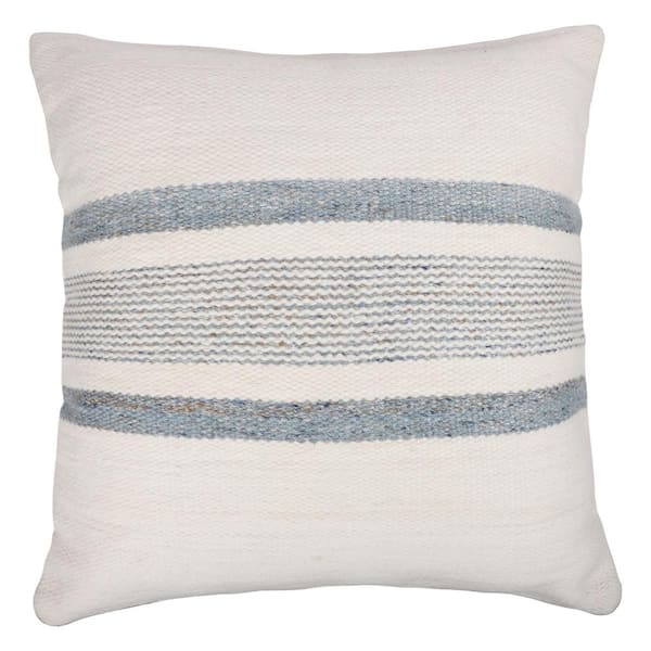 Unbranded Eliza Blue/ White Striped Hand-Woven Indoor/Outdoor Polyfilled 20 in. x 20 in. Throw Pillow