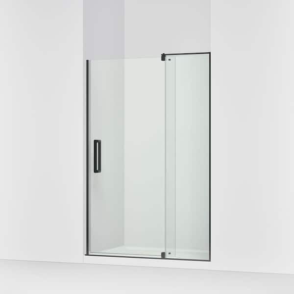 Echelon 44-48 in. W x 70 in. H Pivot Frameless Shower Door in Matte Black with 5/16 in. Thick Clear Tempered Glass
