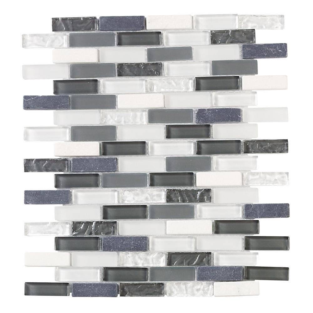 Jeffrey Court Silver Tradition Mini Brick Gray 9.75 in. x 11.875 in ...