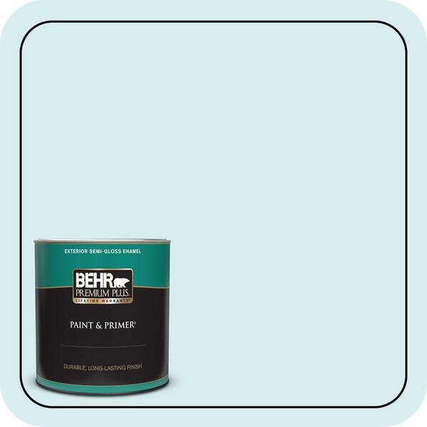 BEHR PREMIUM PLUS 1 qt. #520A-1 Lakeside Mist Semi-Gloss Enamel Exterior Paint & Primer